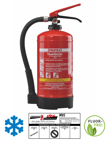 Protex Feuerlöscher FBDP3 3l ABF Fettbrand Fluorfrei inkl. Halterung und Plakette
